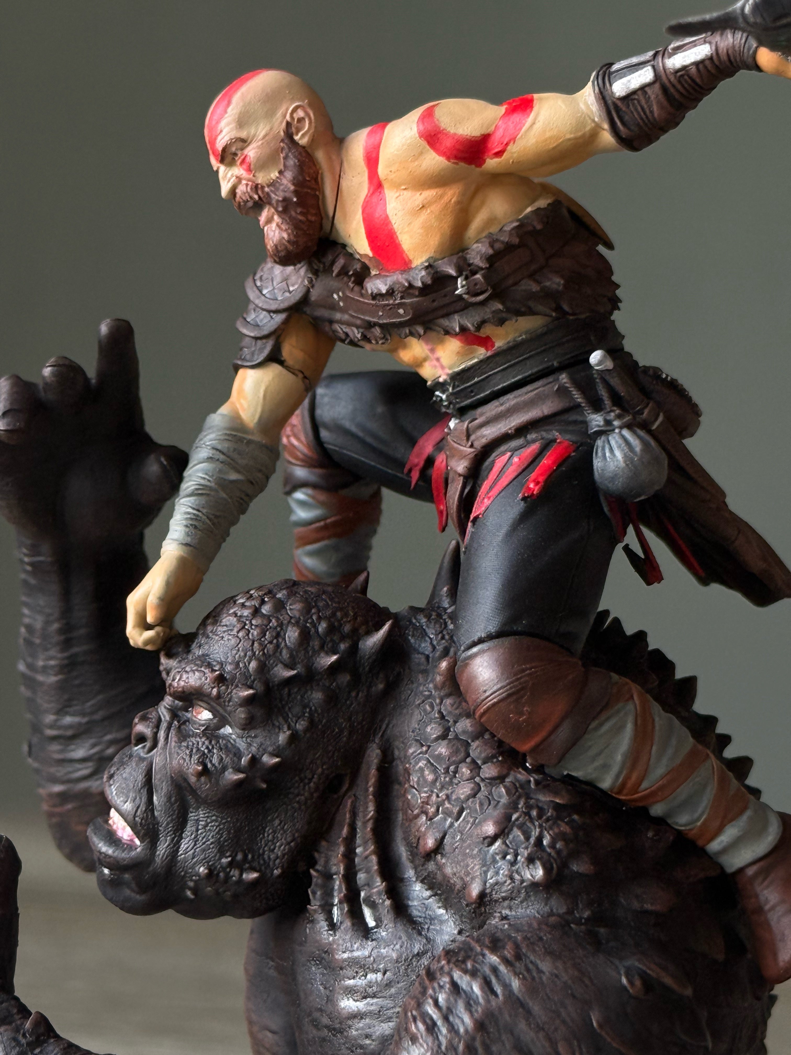 God of War Kratos vs Ogre: Hand-Painted 3D Printed Action Figure