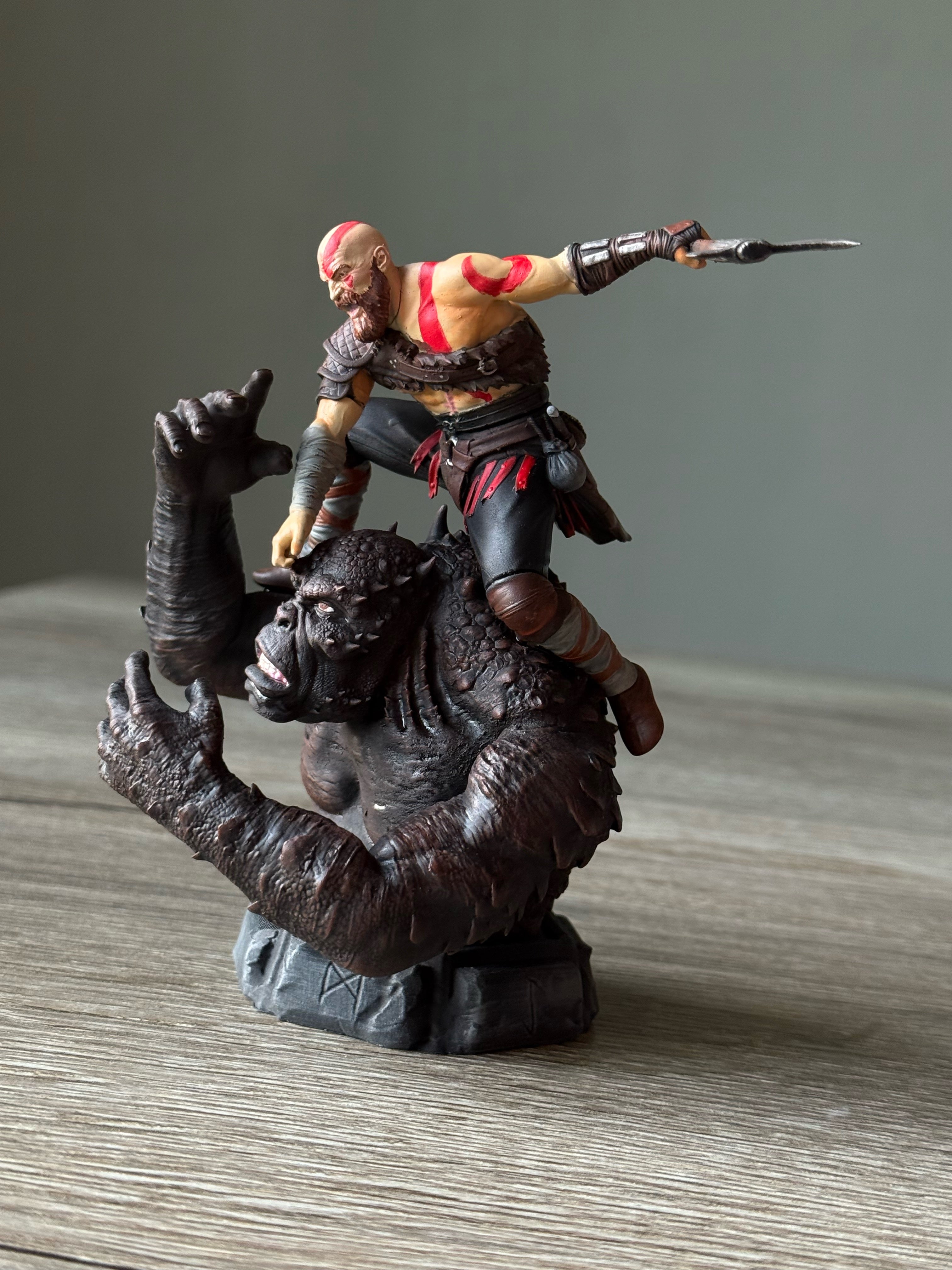 God of War Kratos vs Ogre: Hand-Painted 3D Printed Action Figure
