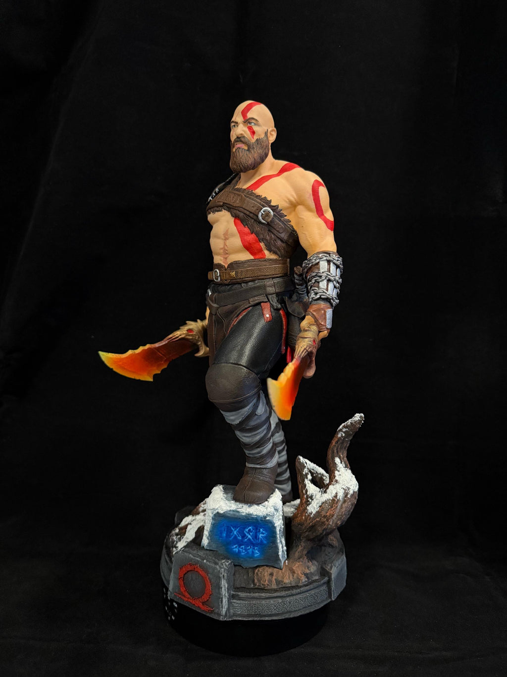 Hand-Painted Kratos Figure: God of War Collectible, 12K Resin, Changeable Hands