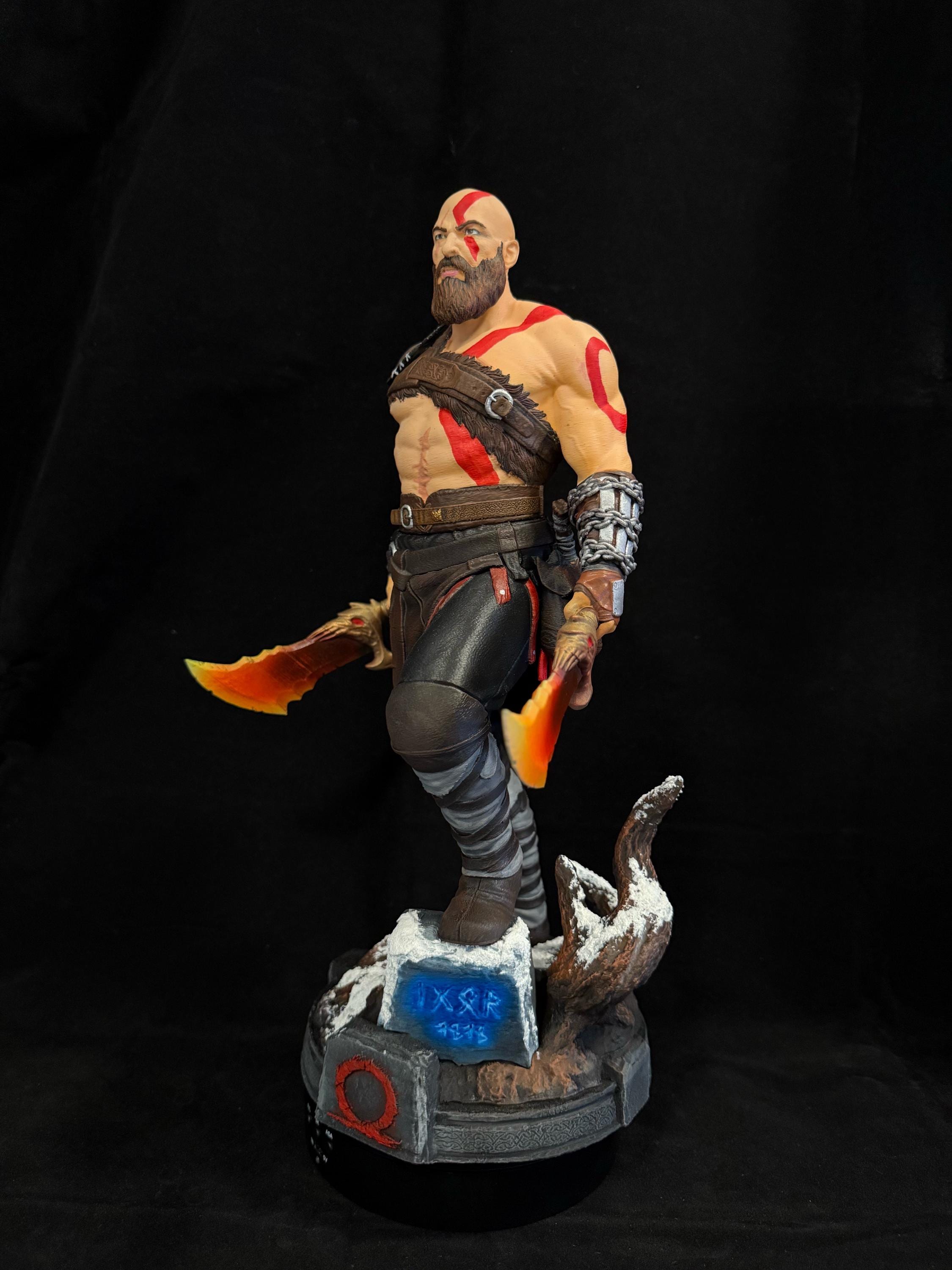 Hand-Painted Kratos Figure: God of War Collectible, 12K Resin, Changeable Hands