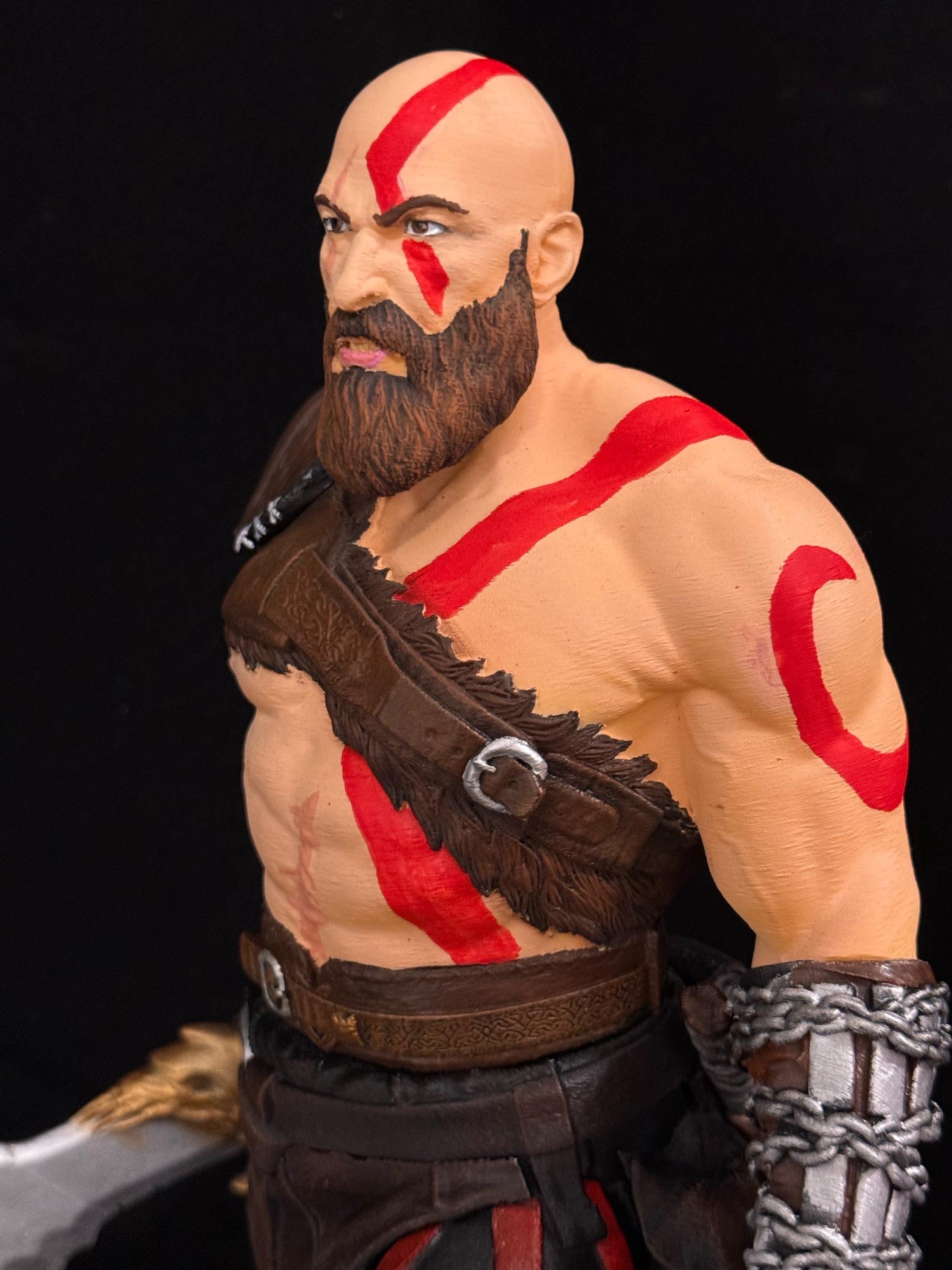 Hand-Painted Kratos Figure: God of War Collectible, 12K Resin, Changeable Hands