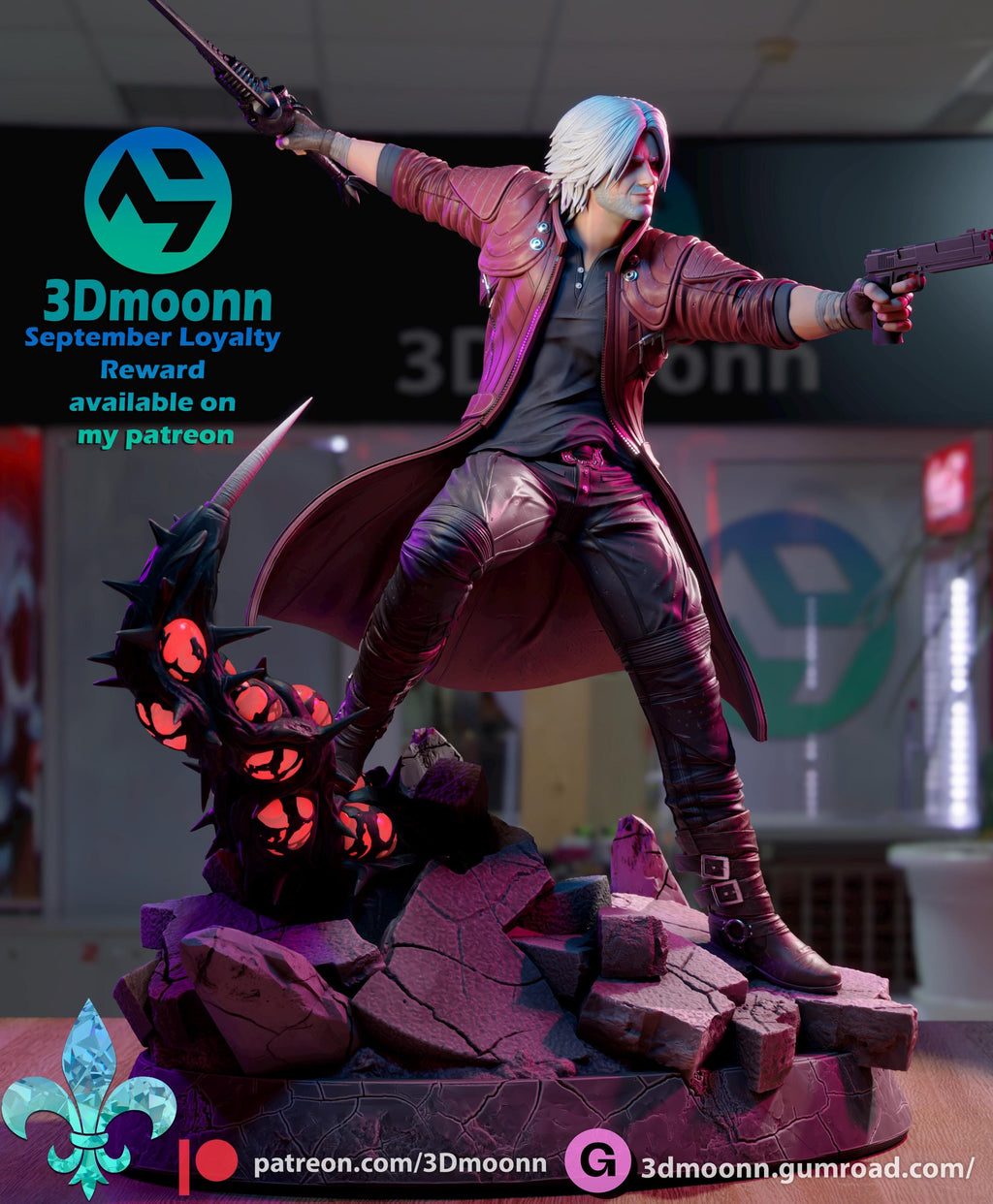 Hand-Painted Dante Statue: Devil May Cry 5 Gamer Decor