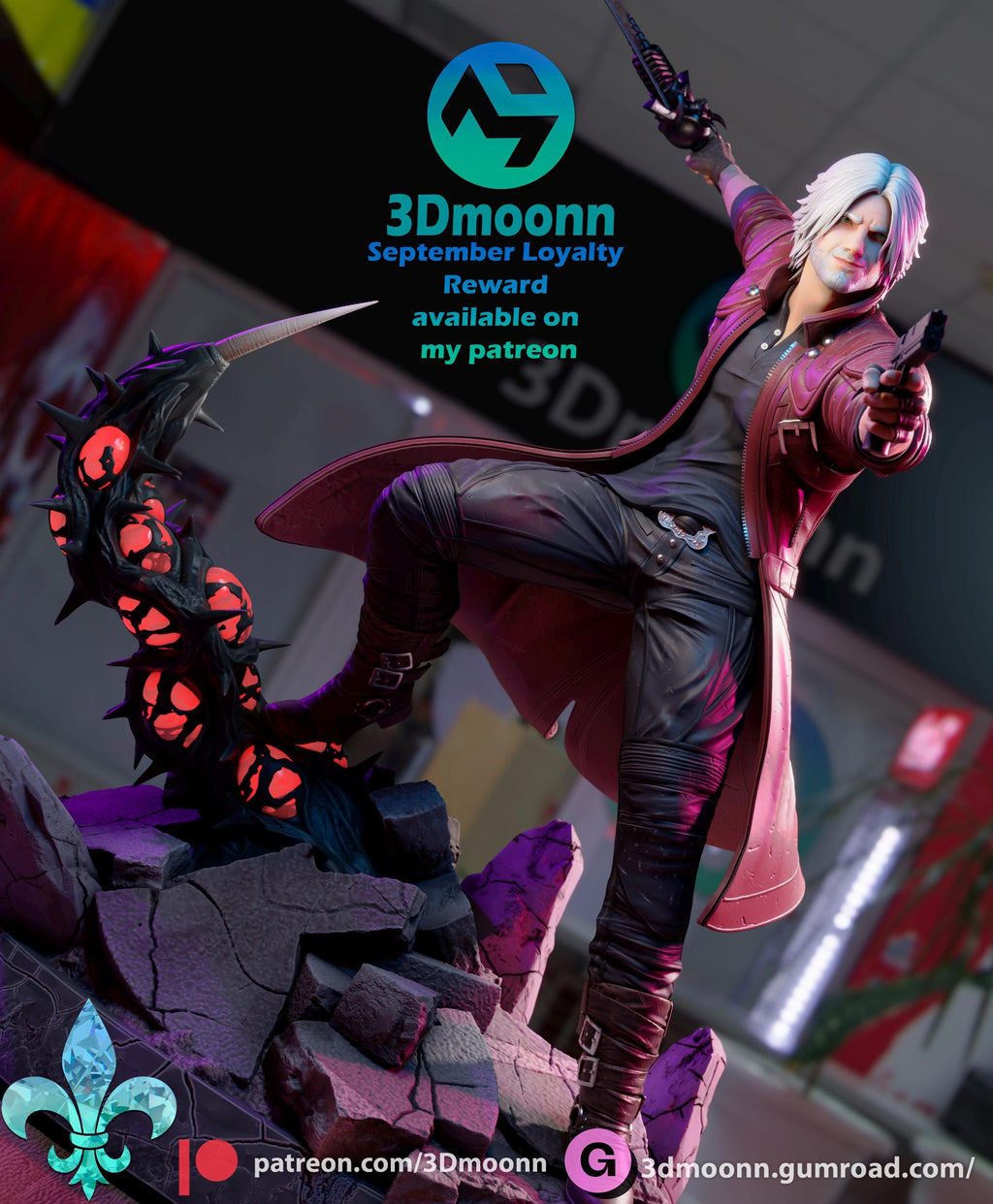 Hand-Painted Dante Statue: Devil May Cry 5 Gamer Decor