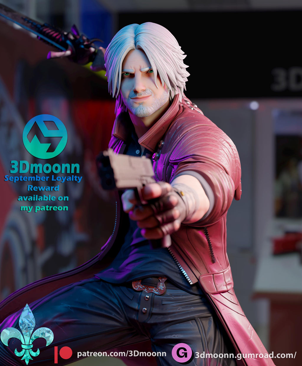 Hand-Painted Dante Statue: Devil May Cry 5 Gamer Decor