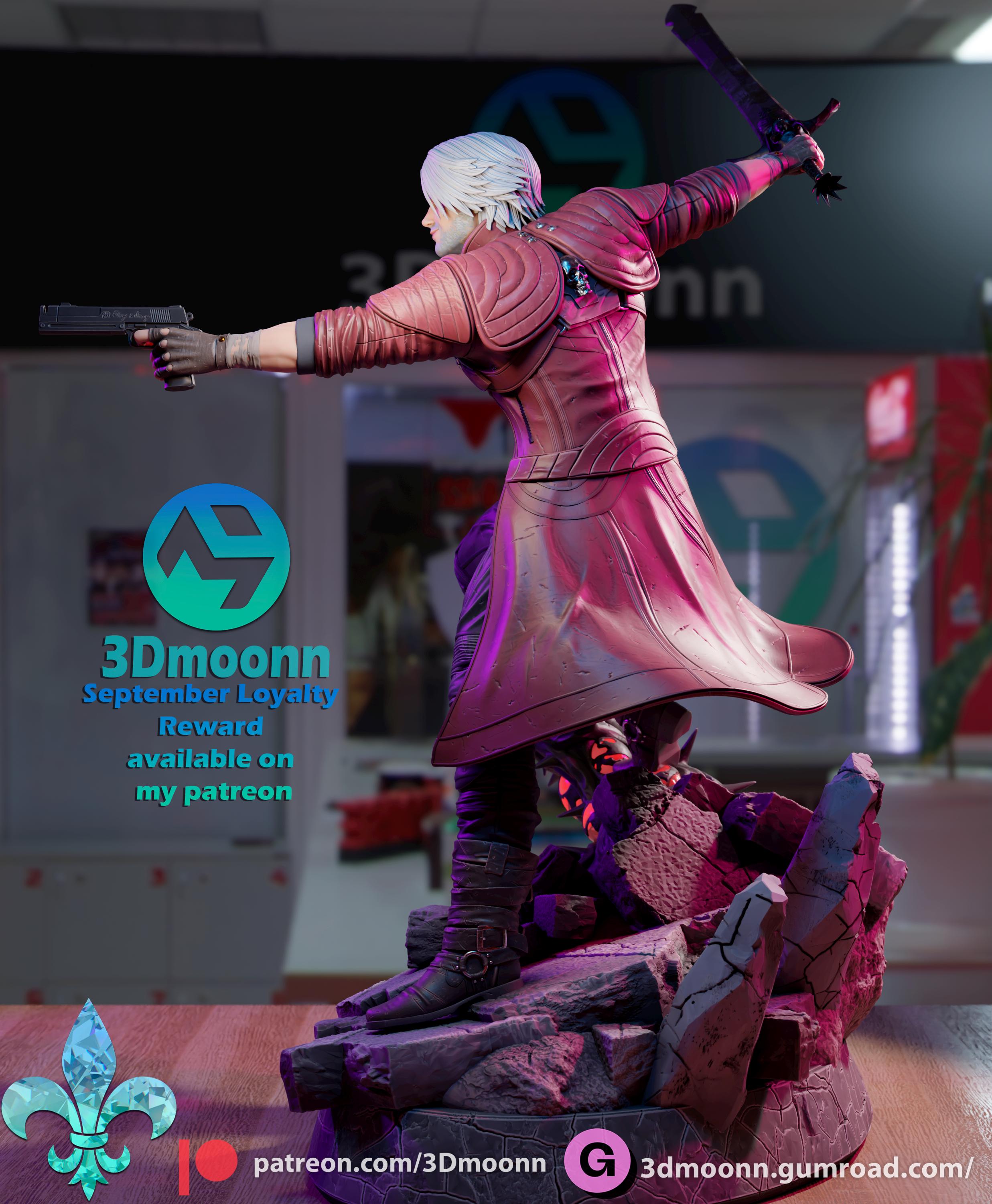 Hand-Painted Dante Statue: Devil May Cry 5 Gamer Decor