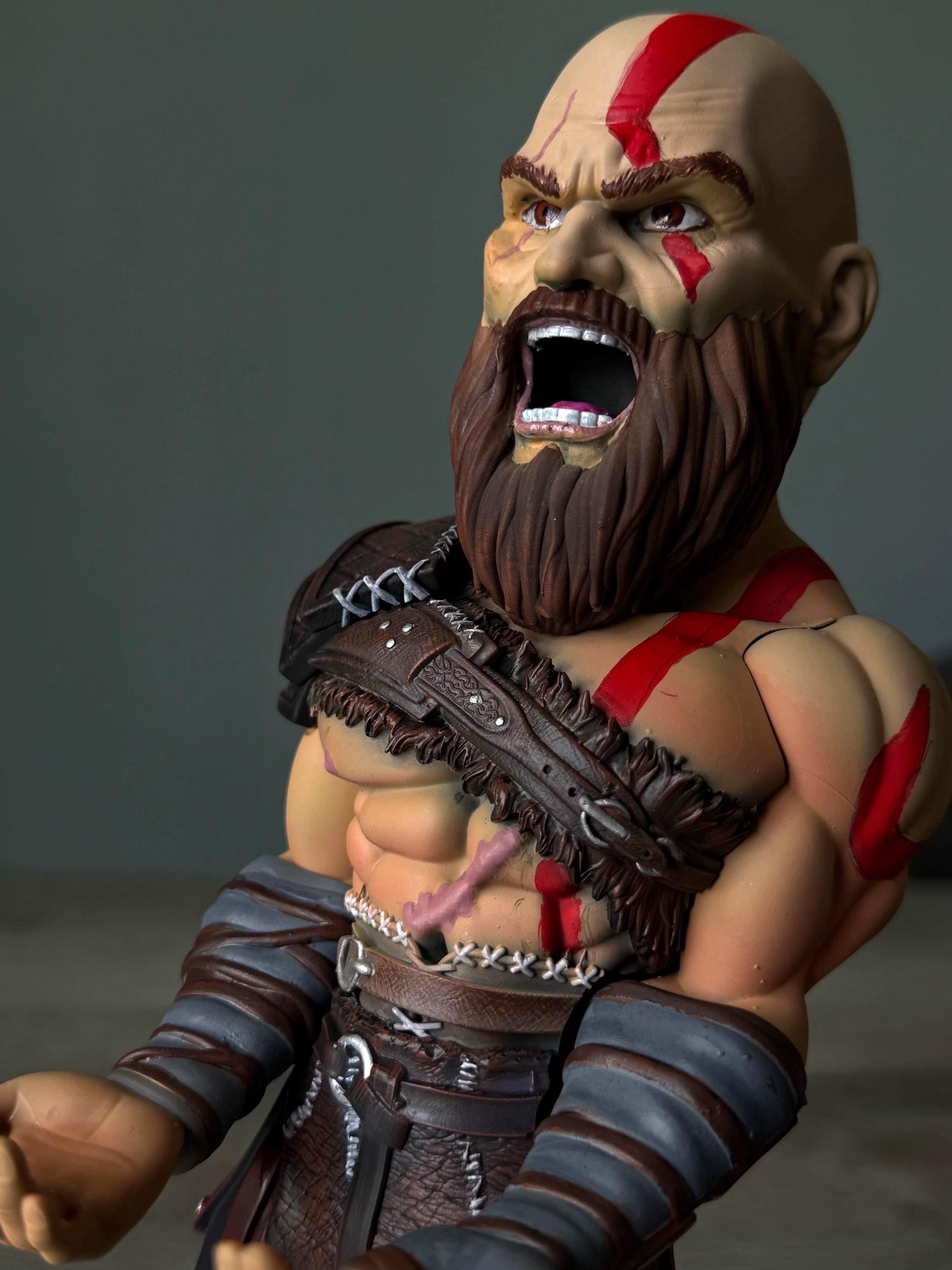 Kratos Controller Stand: Hand-Painted God of War Resin Statue
