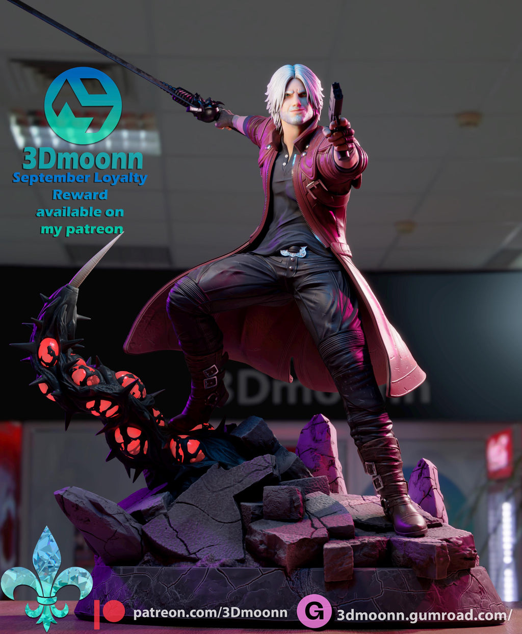 Hand-Painted Dante Statue: Devil May Cry 5 Gamer Decor