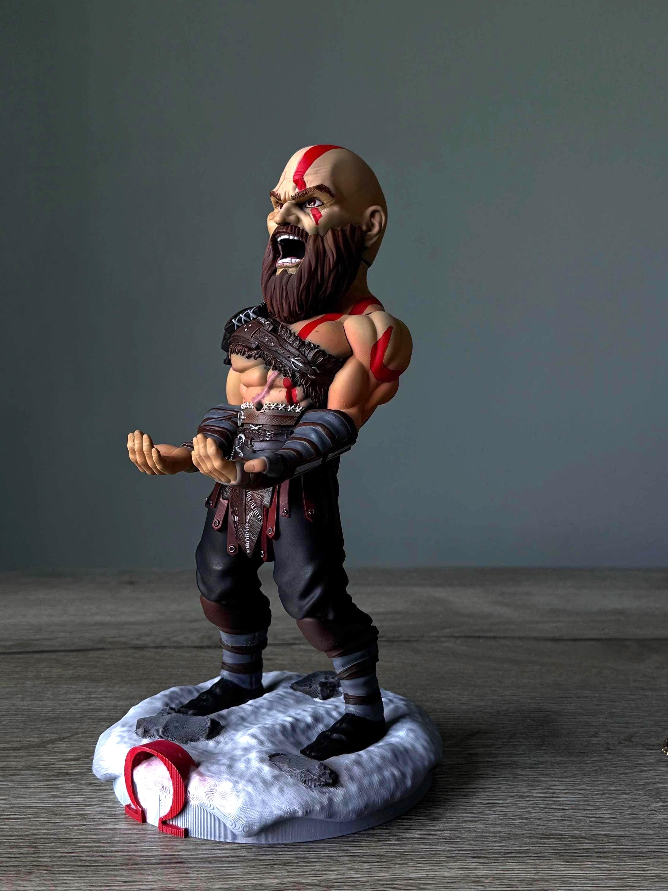 Kratos Controller Stand: Hand-Painted God of War Resin Statue
