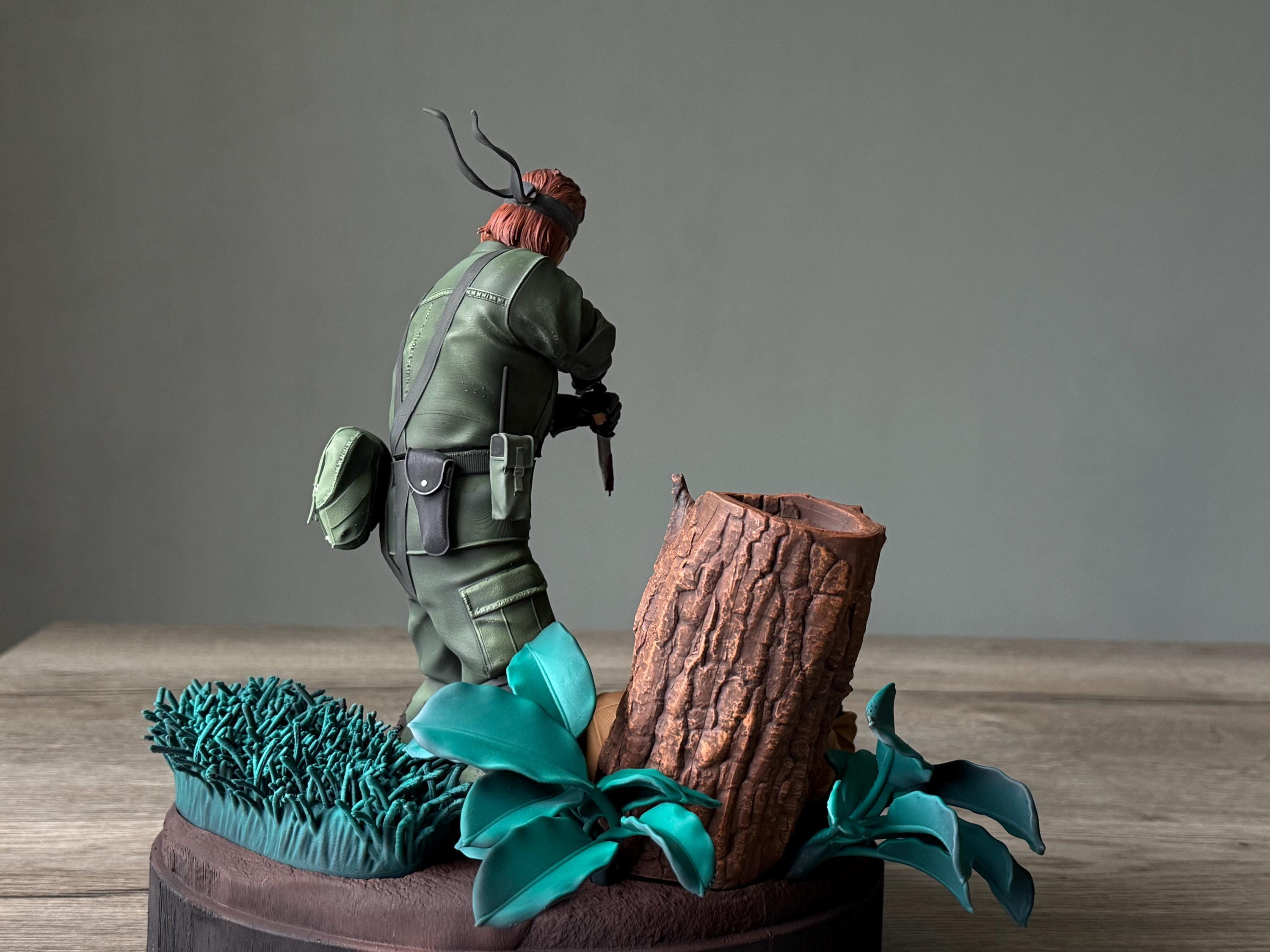 Metal Gear Solid 3 Snake Eater Diorama | Hand-Painted Resin Naked Snake Stealth Collectible | MGS Big Boss Figure with Jungle Scene