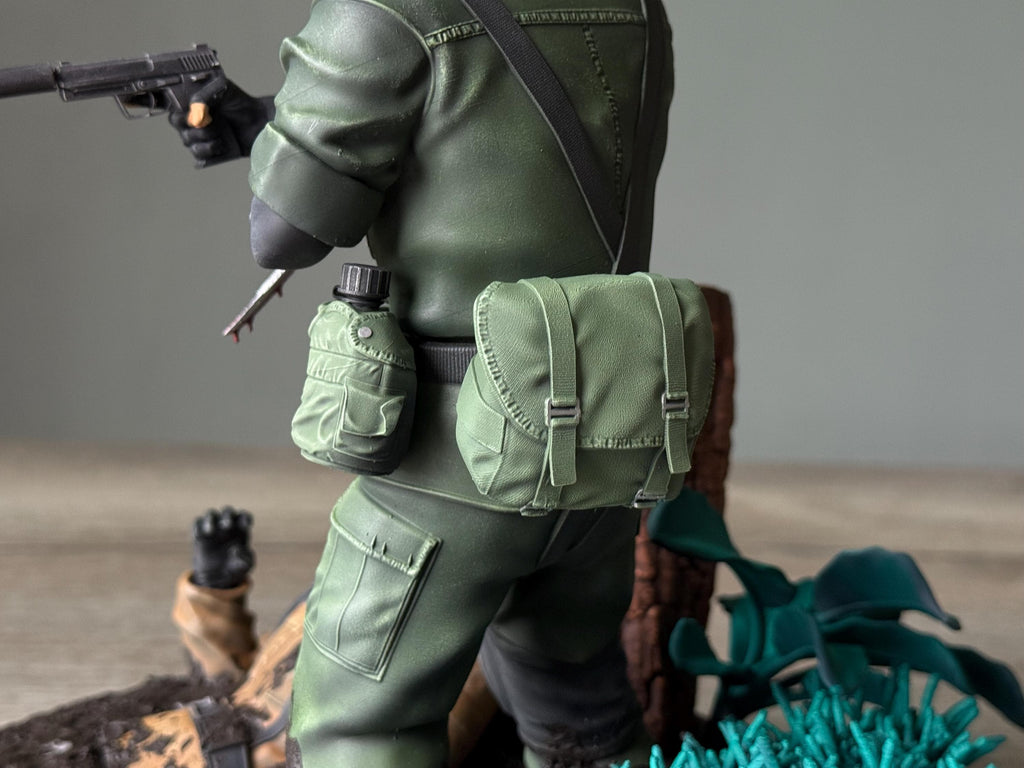 Metal Gear Solid 3 Snake Eater Diorama | Hand-Painted Resin Naked Snake Stealth Collectible | MGS Big Boss Figure with Jungle Scene