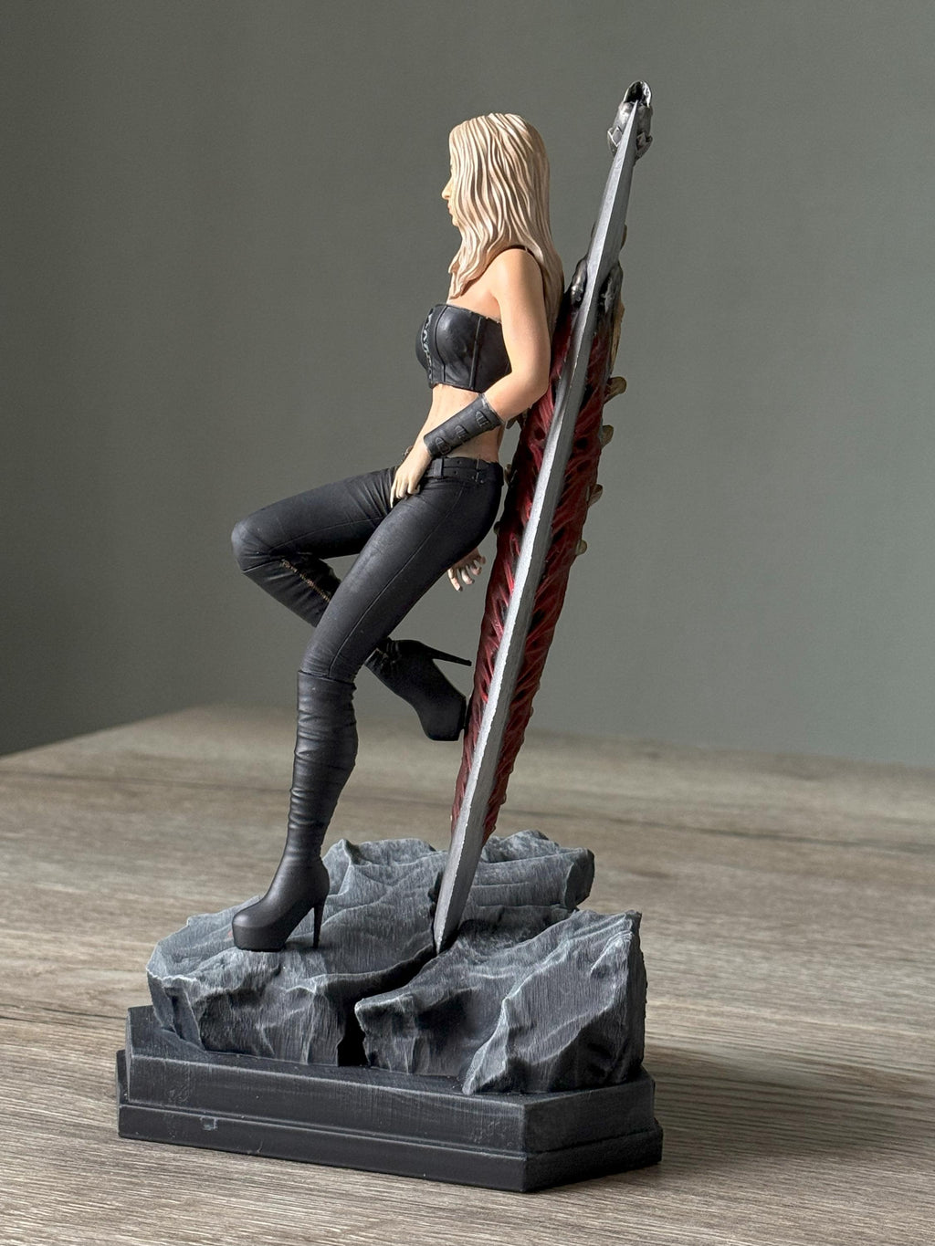 Hand-Painted Trish Statue - Devil May Cry Resin Figure with Sword Base