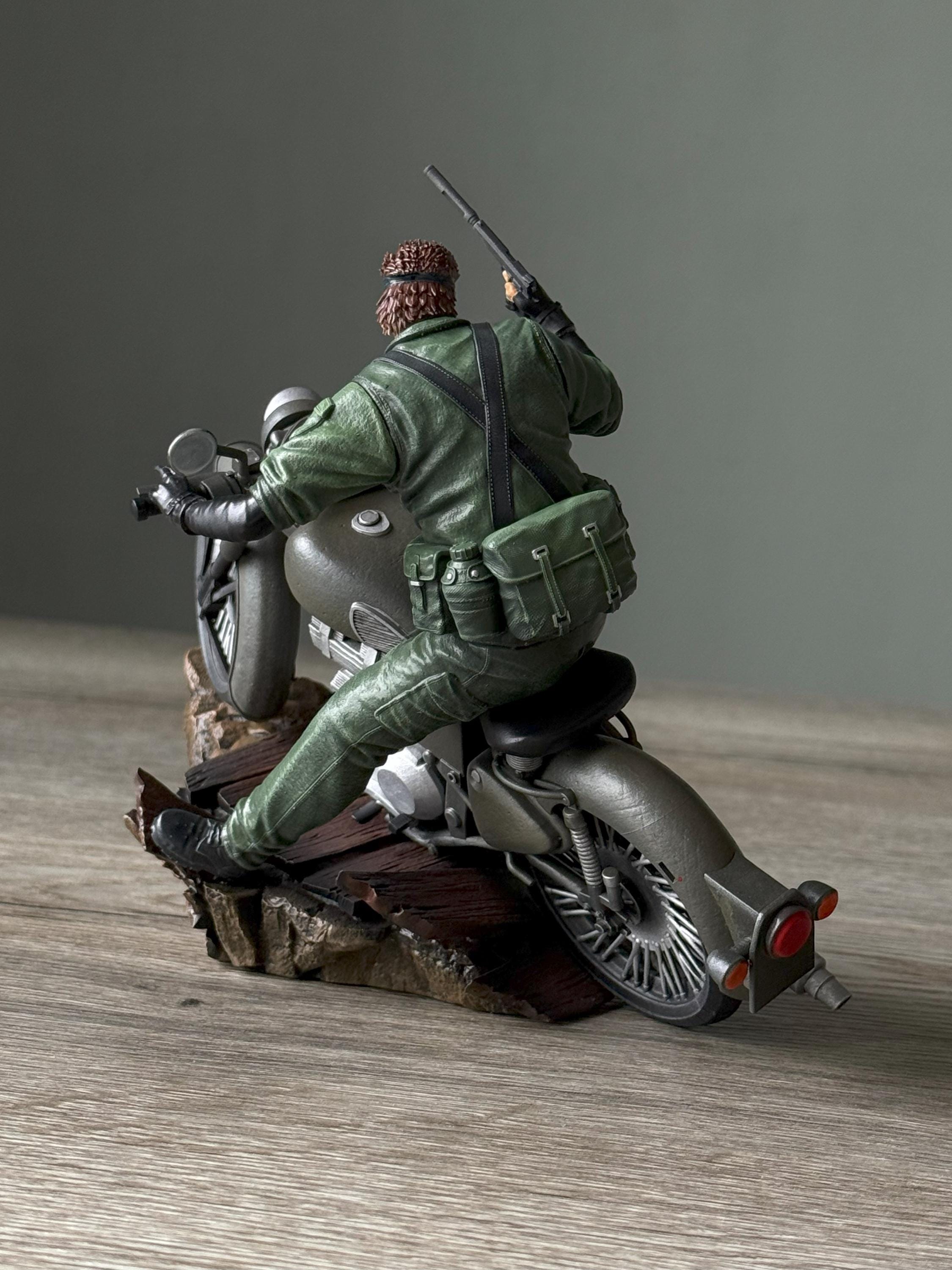 Metal Gear Solid Snake on Bike Statue – Naked Snake Diorama | MGS Delta Snake Eater Resin Figure Collectible