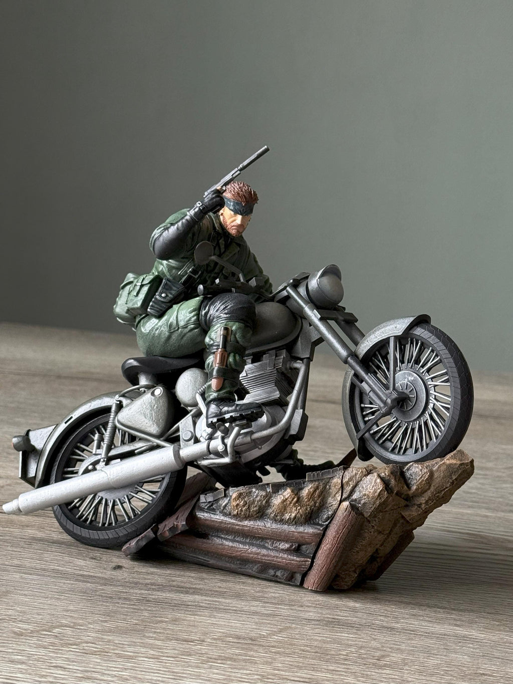 Metal Gear Solid Snake on Bike Statue – Naked Snake Diorama | MGS Delta Snake Eater Resin Figure Collectible