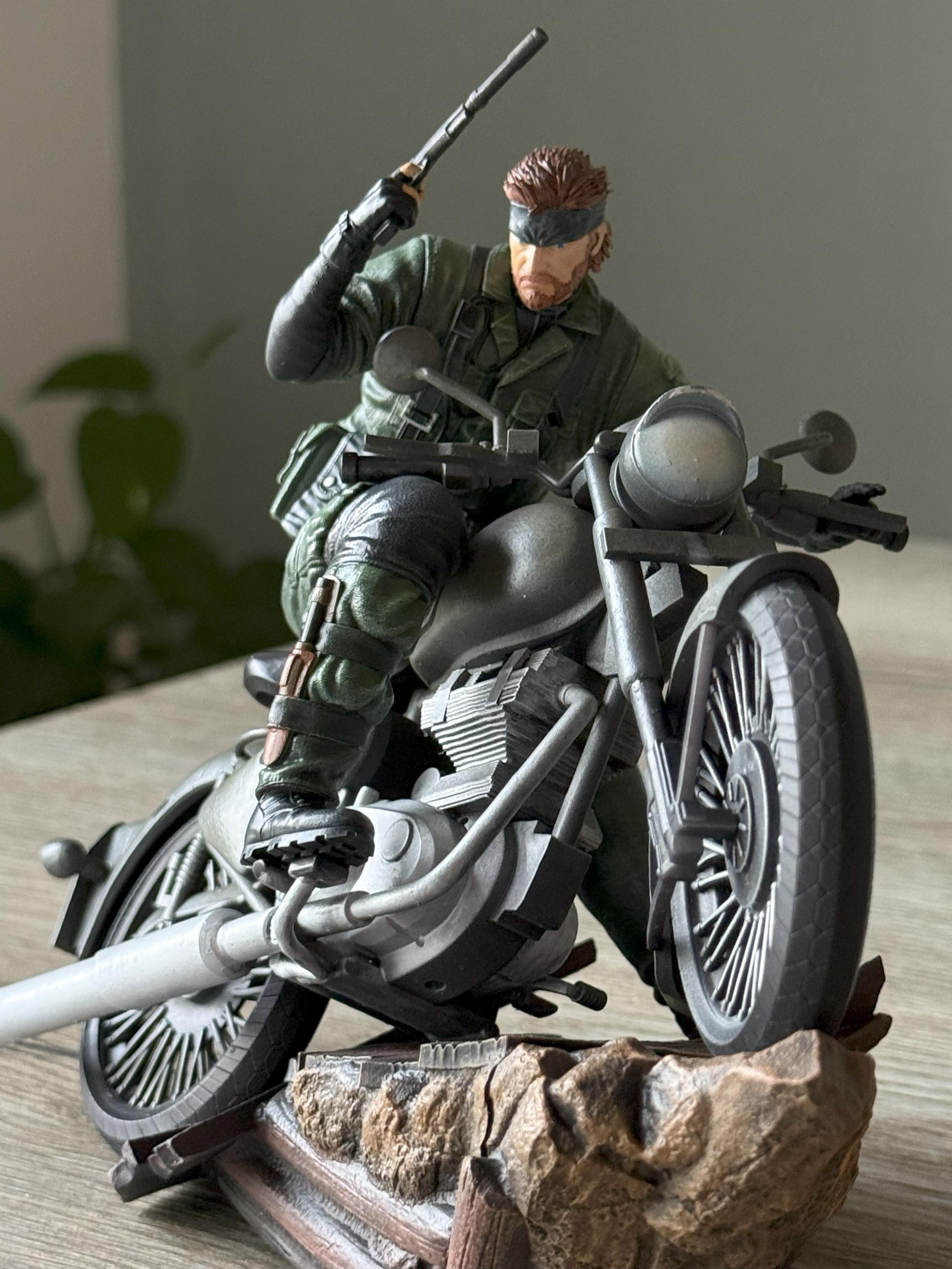 Metal Gear Solid Snake on Bike Statue – Naked Snake Diorama | MGS Delta Snake Eater Resin Figure Collectible