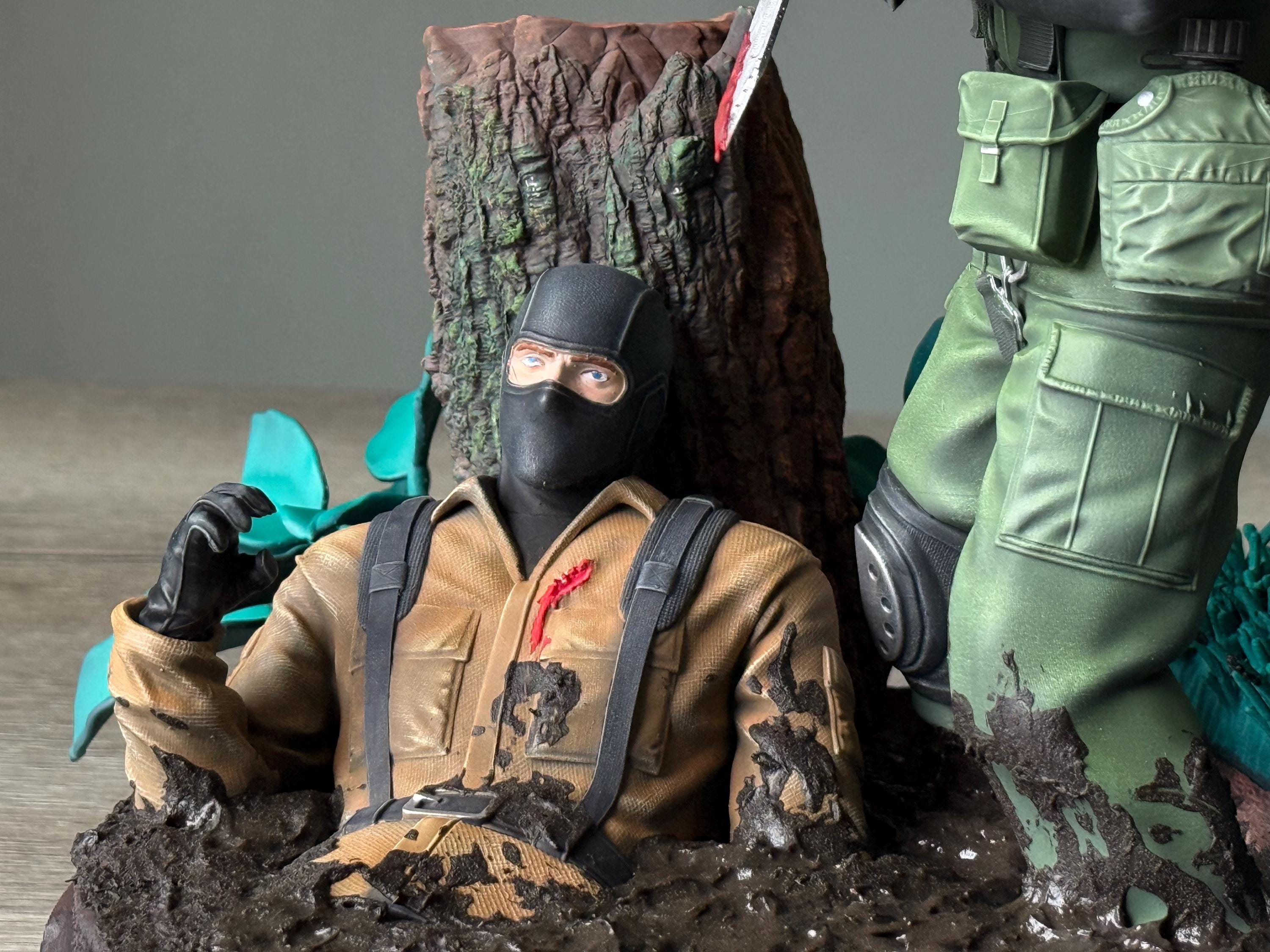 Metal Gear Solid 3 Snake Eater Diorama | Hand-Painted Resin Naked Snake Stealth Collectible | MGS Big Boss Figure with Jungle Scene