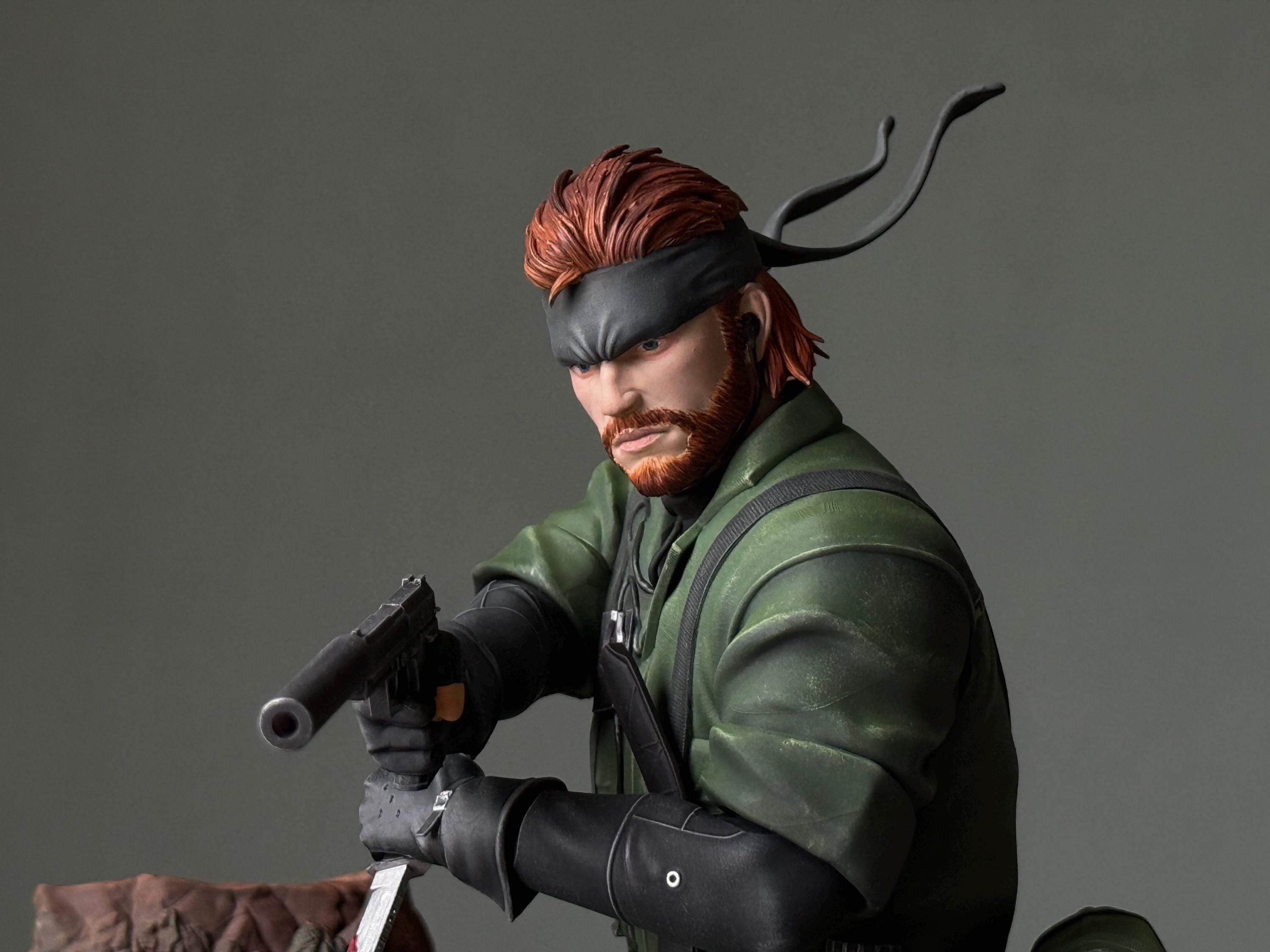 Metal Gear Solid 3 Snake Eater Diorama | Hand-Painted Resin Naked Snake Stealth Collectible | MGS Big Boss Figure with Jungle Scene