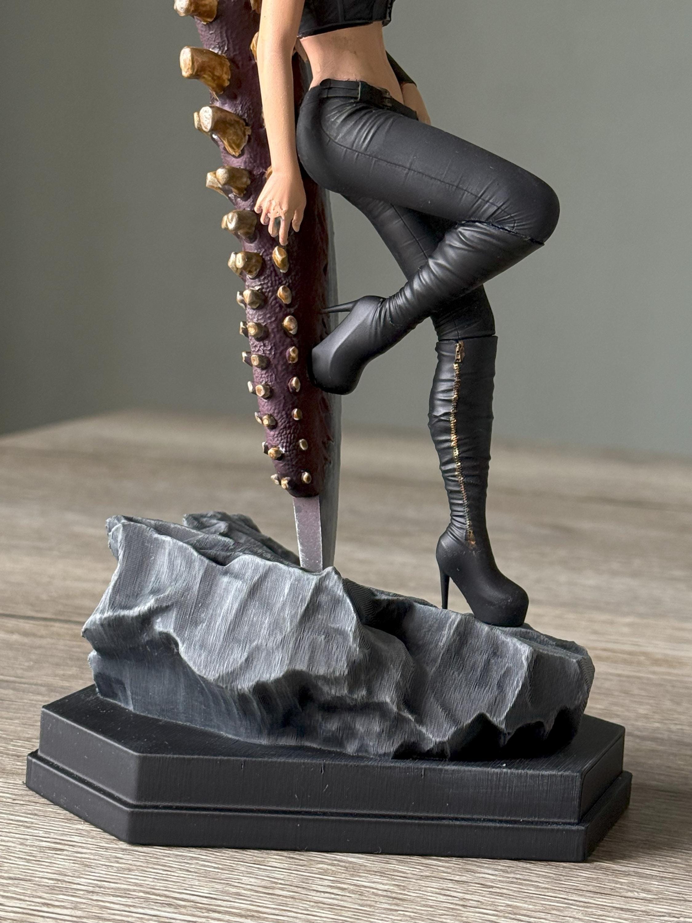 Hand-Painted Trish Statue - Devil May Cry Resin Figure with Sword Base