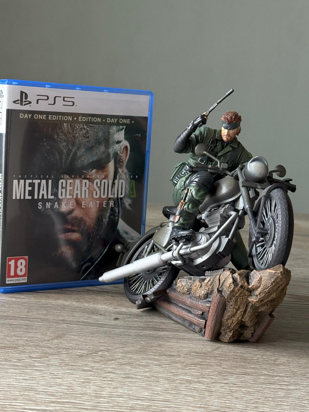 Metal Gear Solid Snake on Bike Statue – Naked Snake Diorama | MGS Delta Snake Eater Resin Figure Collectible