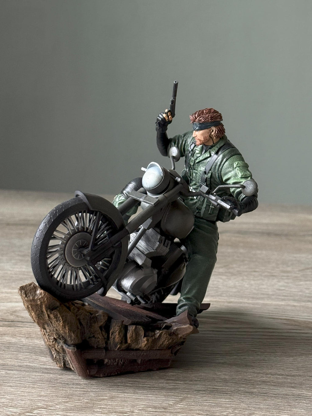 Metal Gear Solid Snake on Bike Statue – Naked Snake Diorama | MGS Delta Snake Eater Resin Figure Collectible