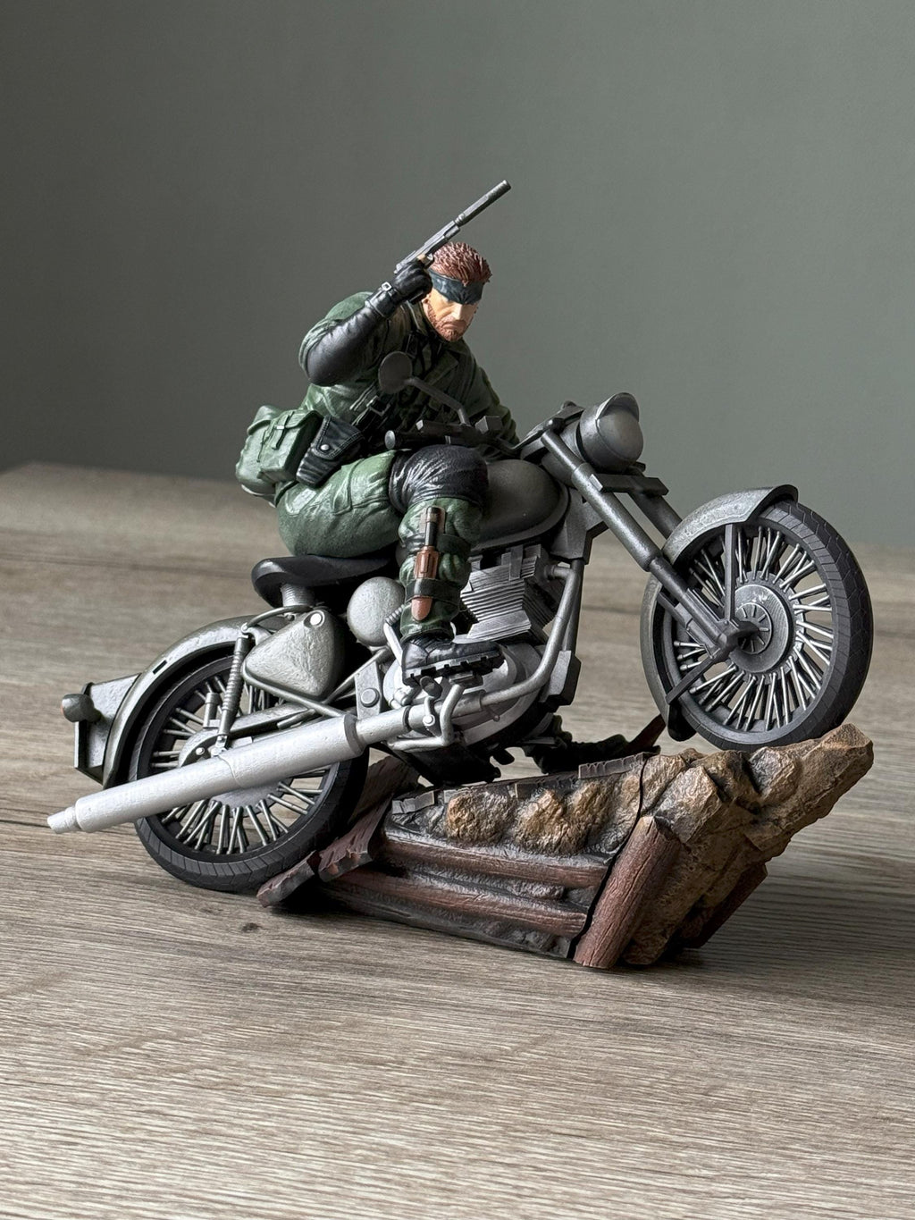 Metal Gear Solid Snake on Bike Statue – Naked Snake Diorama | MGS Delta Snake Eater Resin Figure Collectible