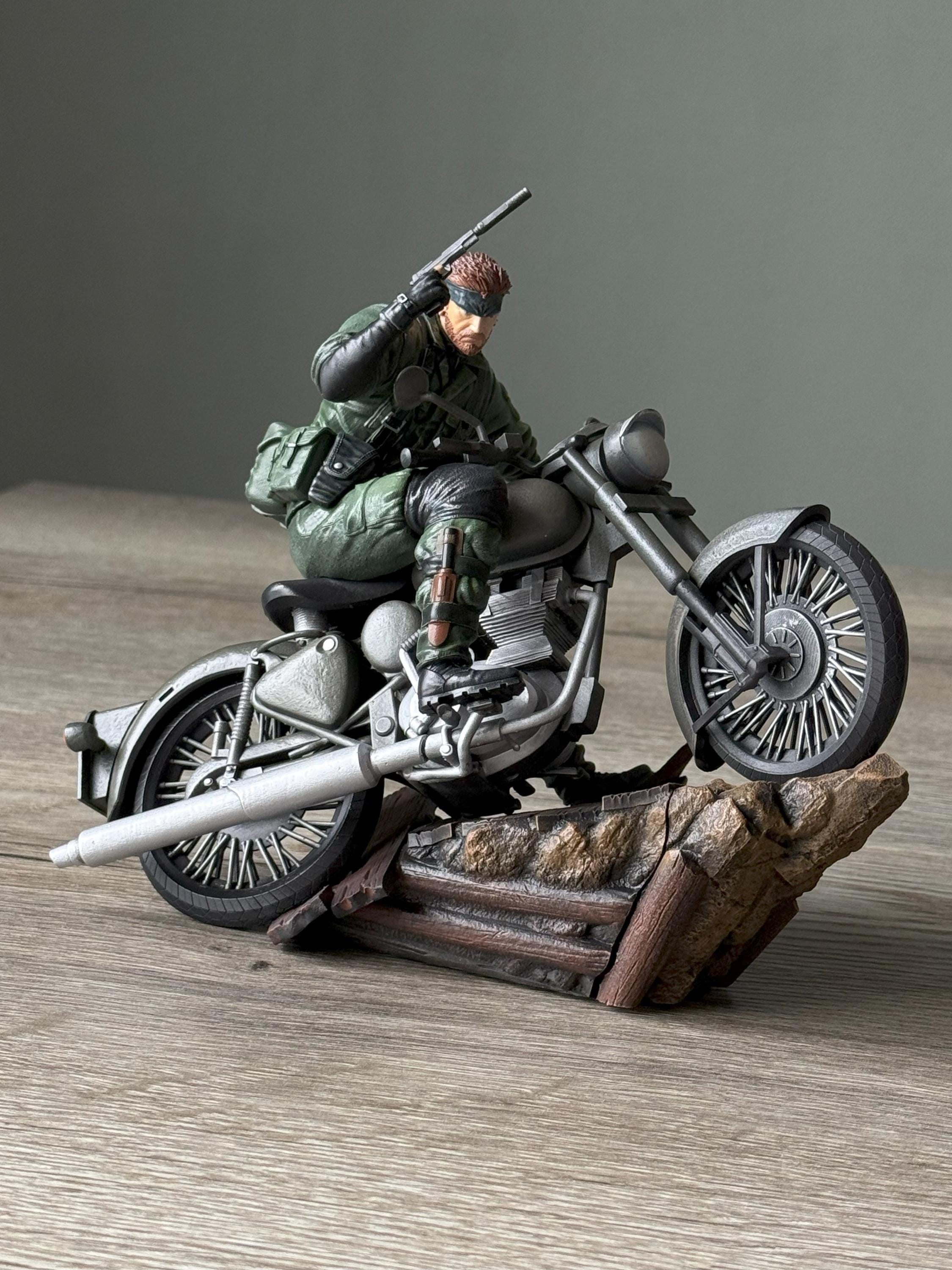 Metal Gear Solid Snake on Bike Statue – Naked Snake Diorama | MGS Delta Snake Eater Resin Figure Collectible