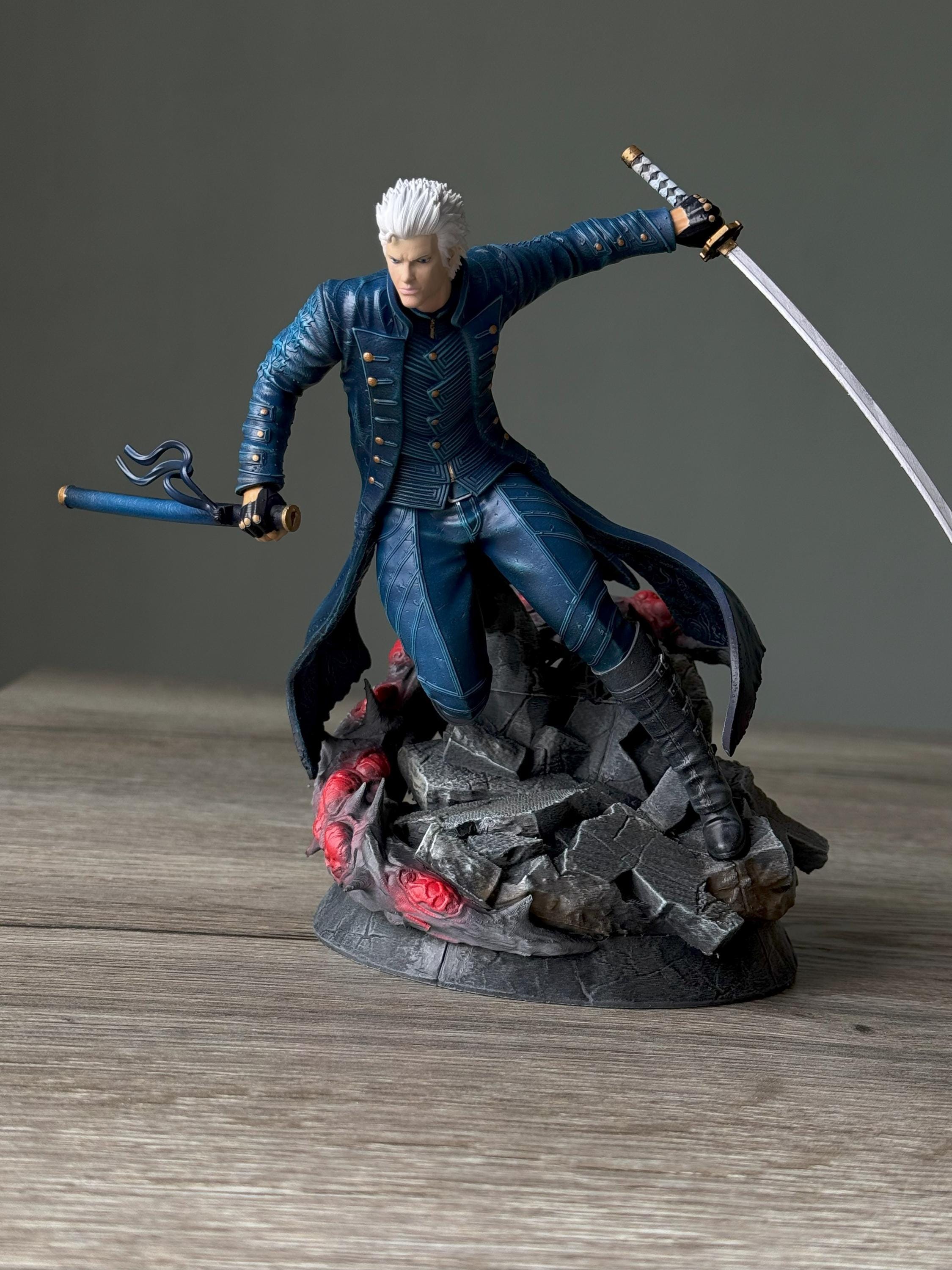 Hand-Painted Vergil Statue: Devil May Cry 5 Resin Figure with Yamato