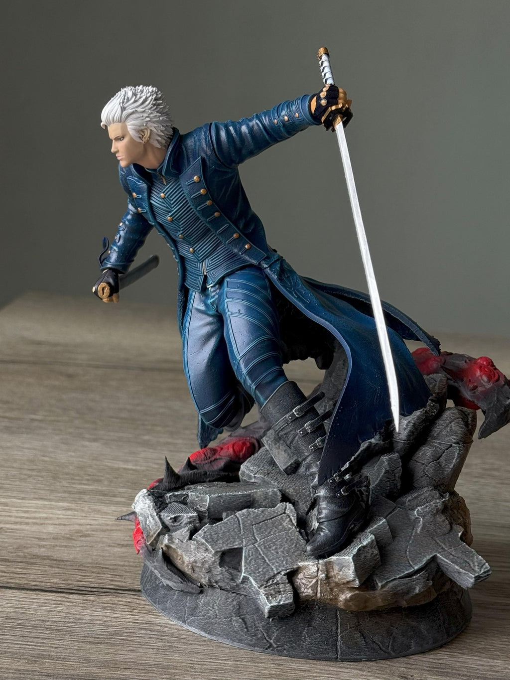 Hand-Painted Vergil Statue: Devil May Cry 5 Resin Figure with Yamato