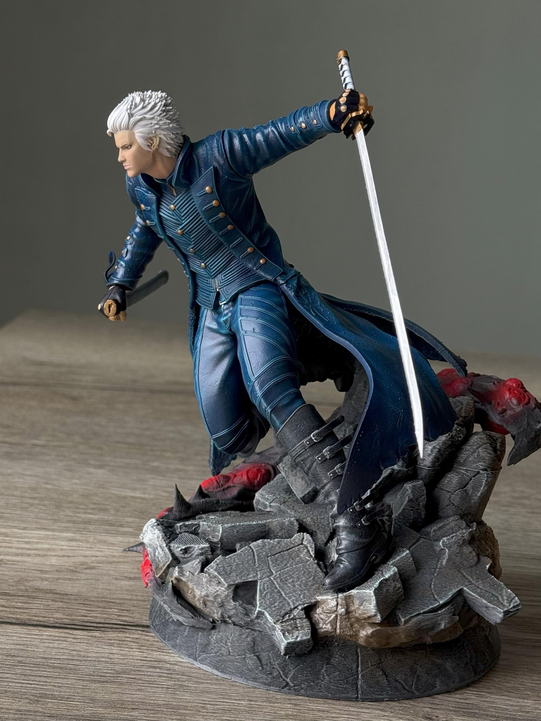 Hand-Painted Vergil Statue: Devil May Cry 5 Resin Figure with Yamato