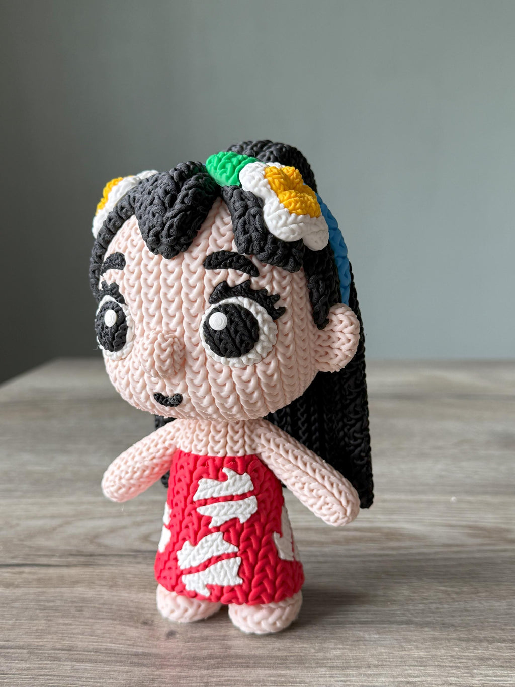 Island Girl Figure Inspired by Lilo | 3D Printed Knit-Style Doll | Kids Gift & Room Decoration