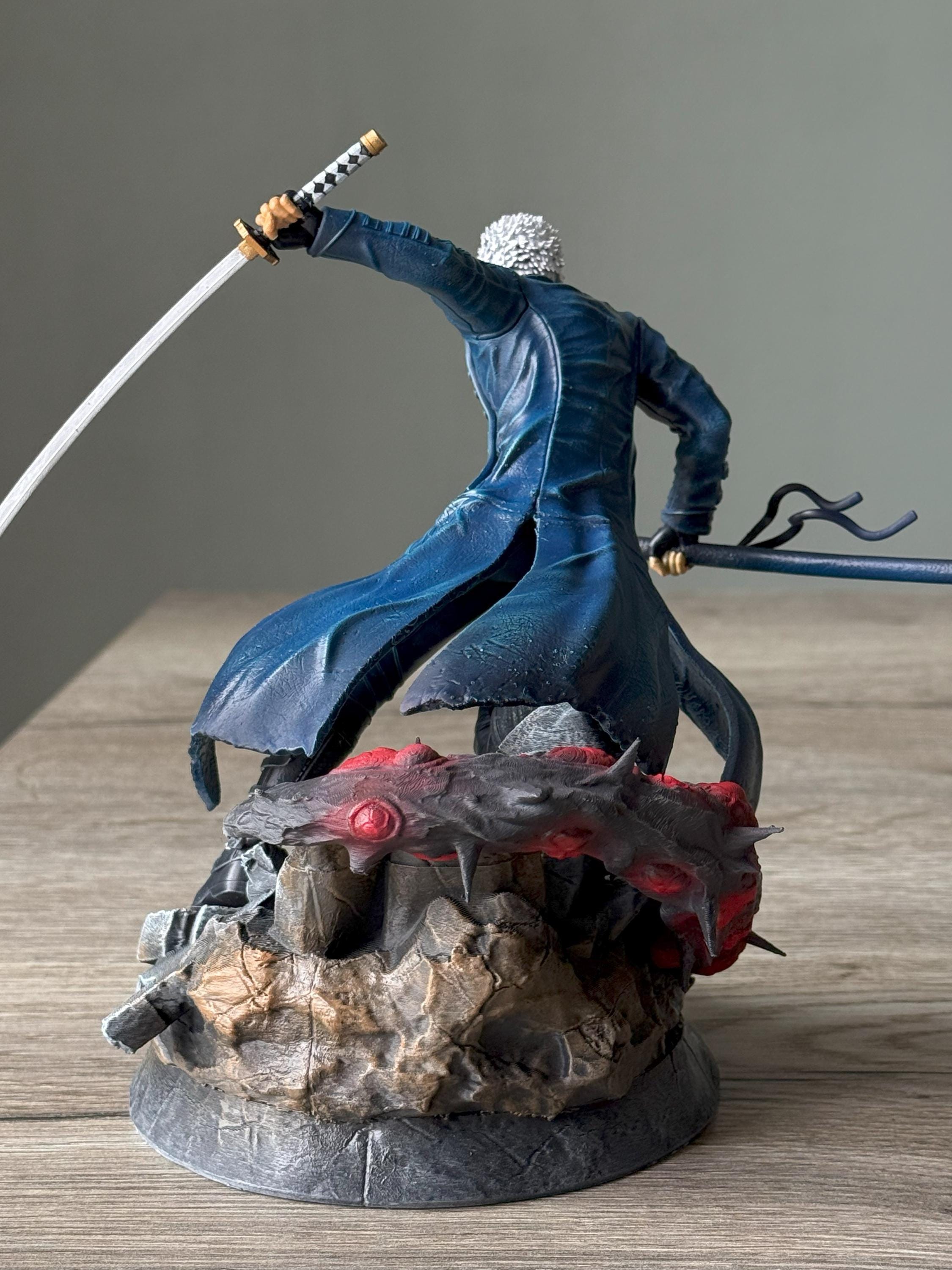 Hand-Painted Vergil Statue: Devil May Cry 5 Resin Figure with Yamato