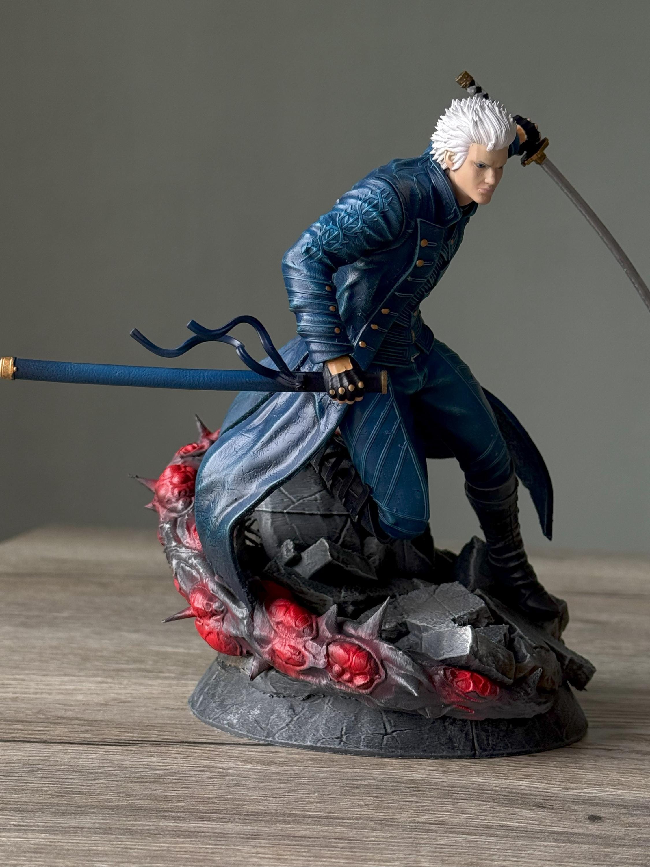 Hand-Painted Vergil Statue: Devil May Cry 5 Resin Figure with Yamato