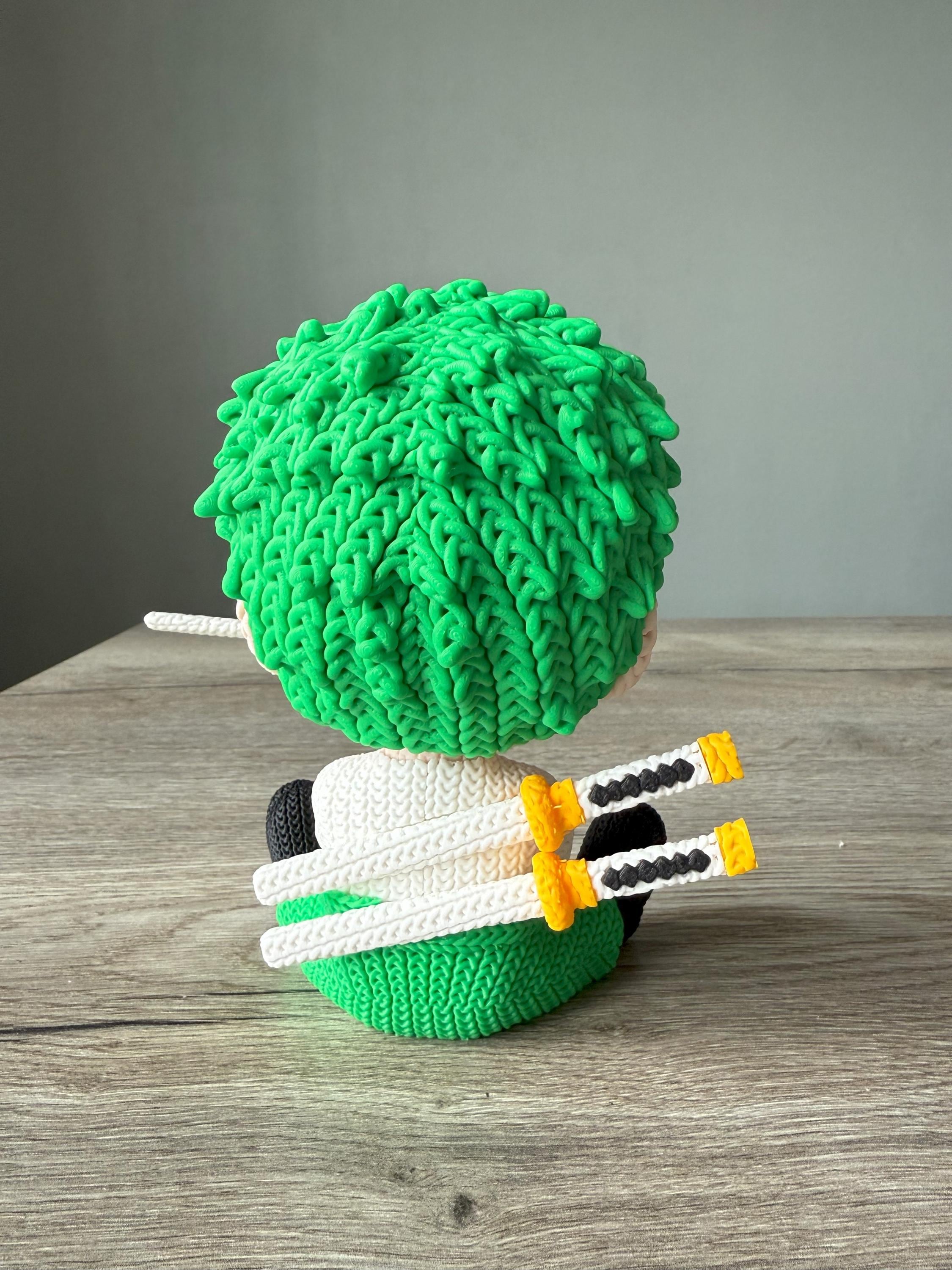 Swordsman Anime Figure Inspired by Zoro | 3D Printed Knit-Style Doll | Kids Gift & Room Decoration