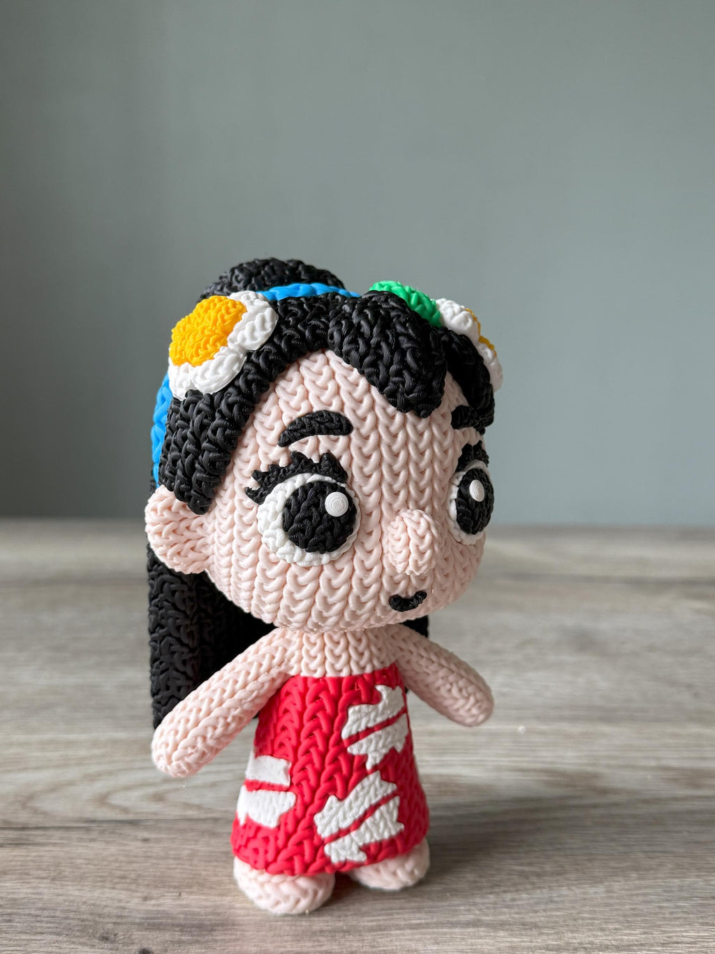 Island Girl Figure Inspired by Lilo | 3D Printed Knit-Style Doll | Kids Gift & Room Decoration