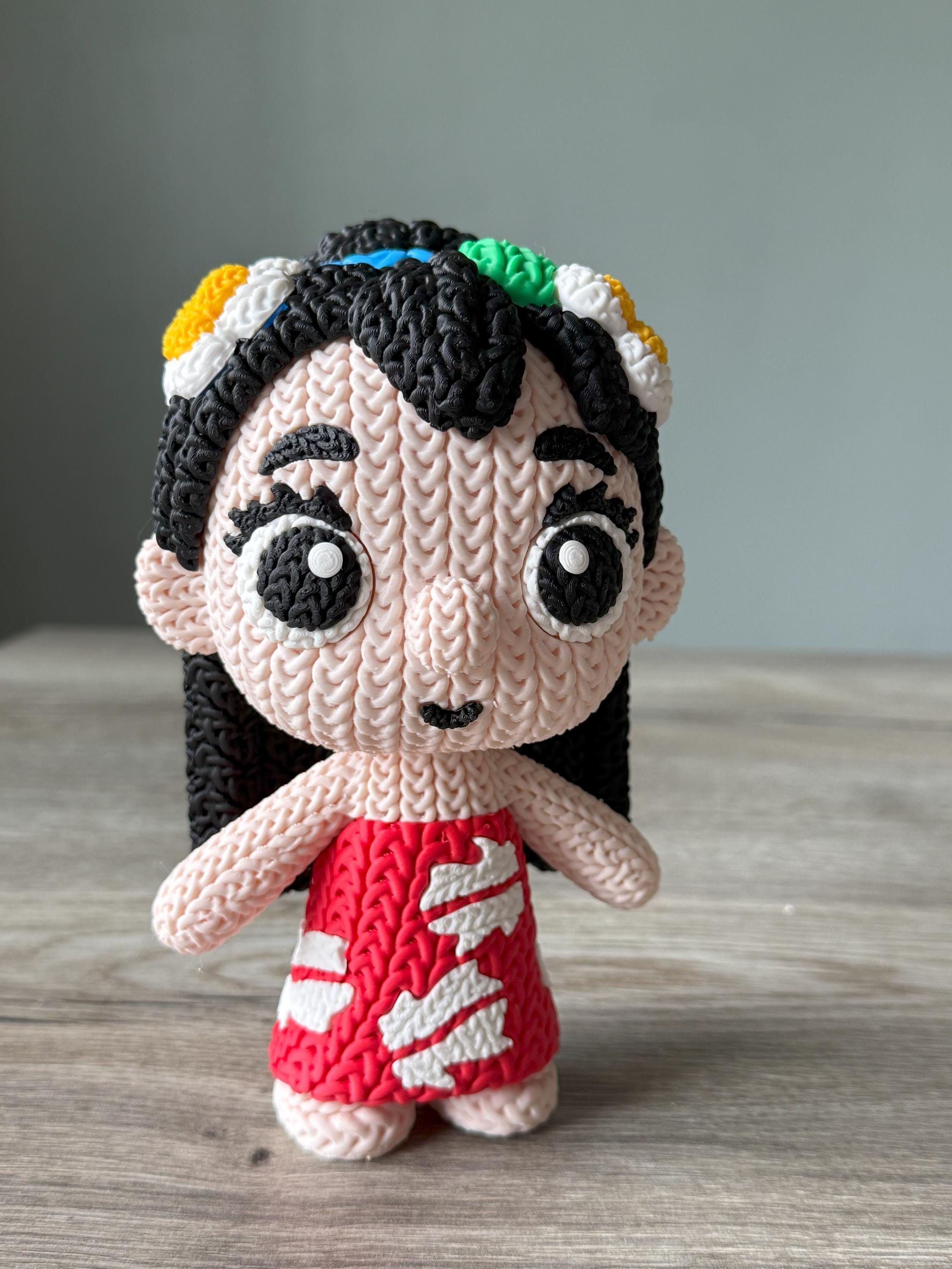 Island Girl Figure Inspired by Lilo | 3D Printed Knit-Style Doll | Kids Gift & Room Decoration