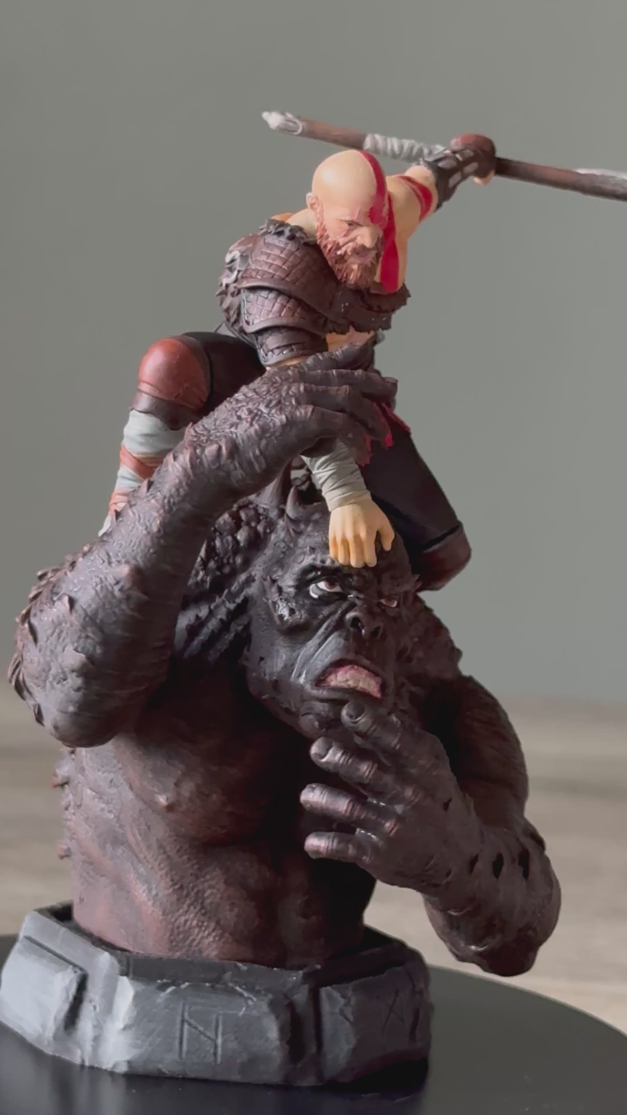 God of War Kratos vs Ogre: Hand-Painted 3D Printed Action Figure