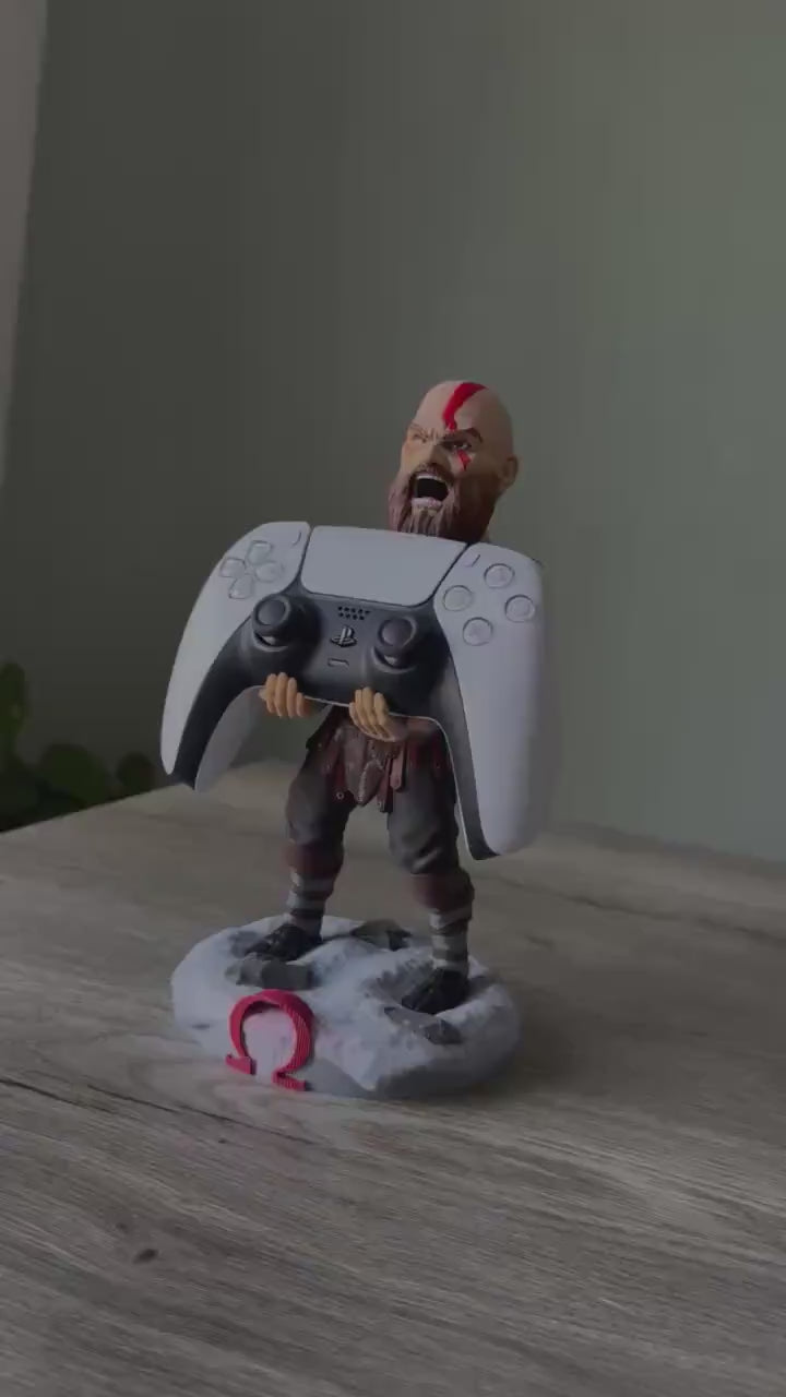 Kratos Controller Stand: Hand-Painted God of War Resin Statue