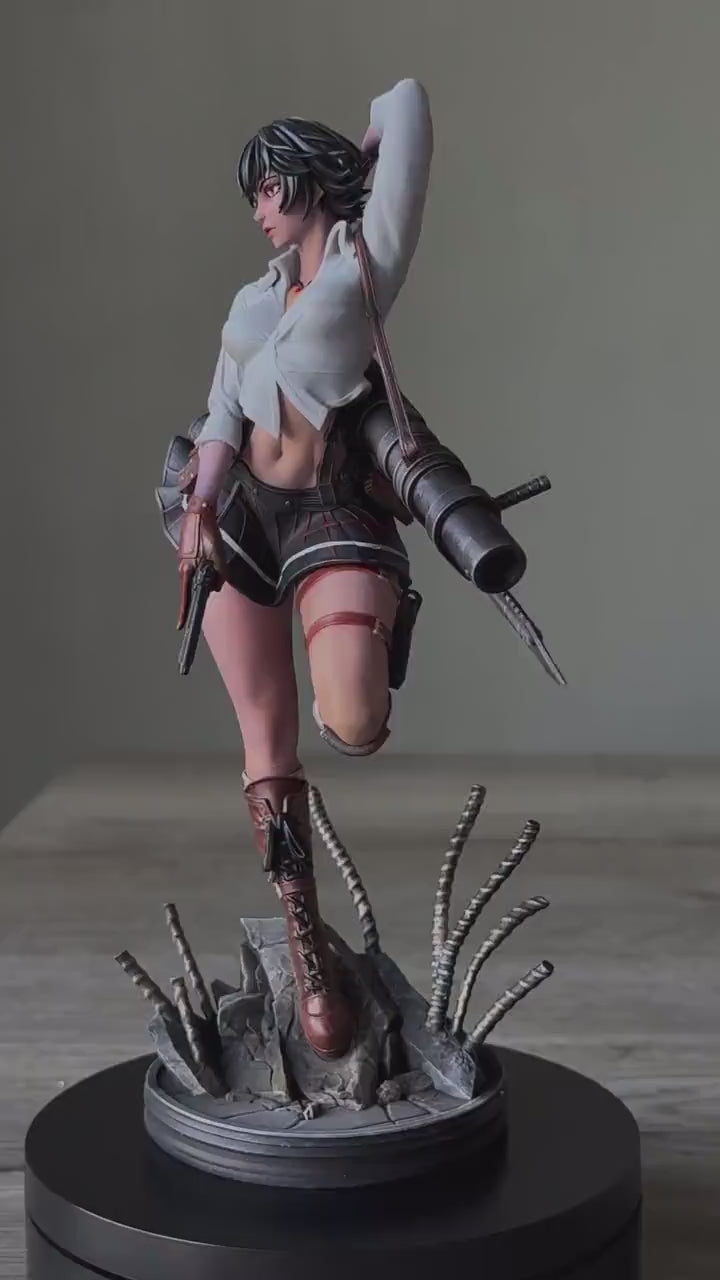 Hand-Painted Lady Statue (Devil May Cry) - 12K Resin Gamer Decor